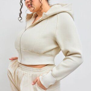 Cider Size 1X White Cropped Sweatshirr Hoodie